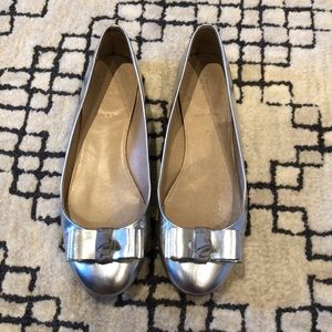 J.Crew Silver Bow Flats